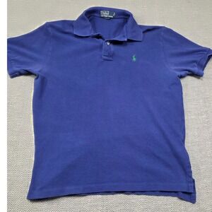 Polo Ralph Lauren Mens Medium Purple Short Sleeve Cotton Polo Shirt Green Logo